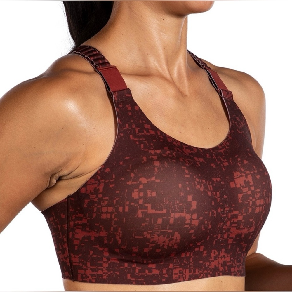 NWT Brooks Seamless Racerback Run Bra Size 40E | Glitch Print/Copper | 350085213